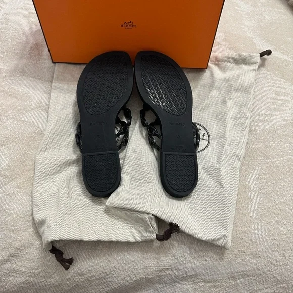 Hermes Black Chain Sandals - Picture 5 of 6